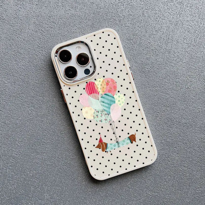 Vintage Dachshund Black Polka Dot Print Silicone Phone Case For iPhone 16 15 14 Pro Max Plus 13 12 11 Pro Max XR XS X Covers