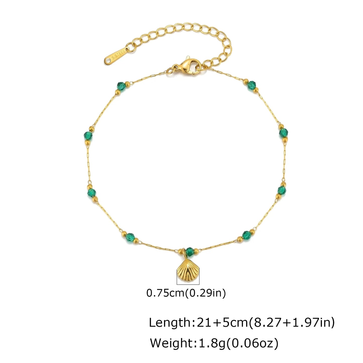 Colorful Cubic Zirconia Anklet for Women Waterproof Anti Tarnish Stainless Steel Summer Beach Foot Jewelry