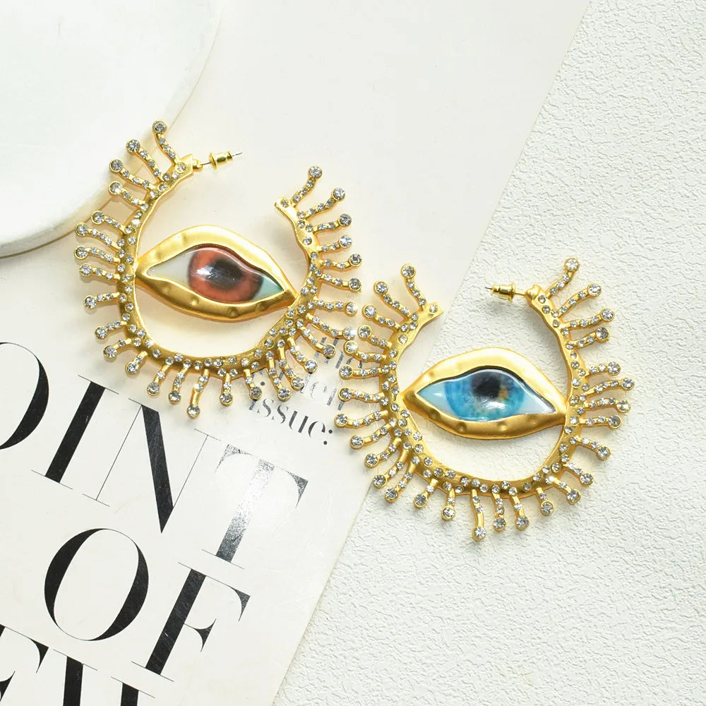 Baroque Style Vintage Resin Big Eyes Dangle Earrings For Women