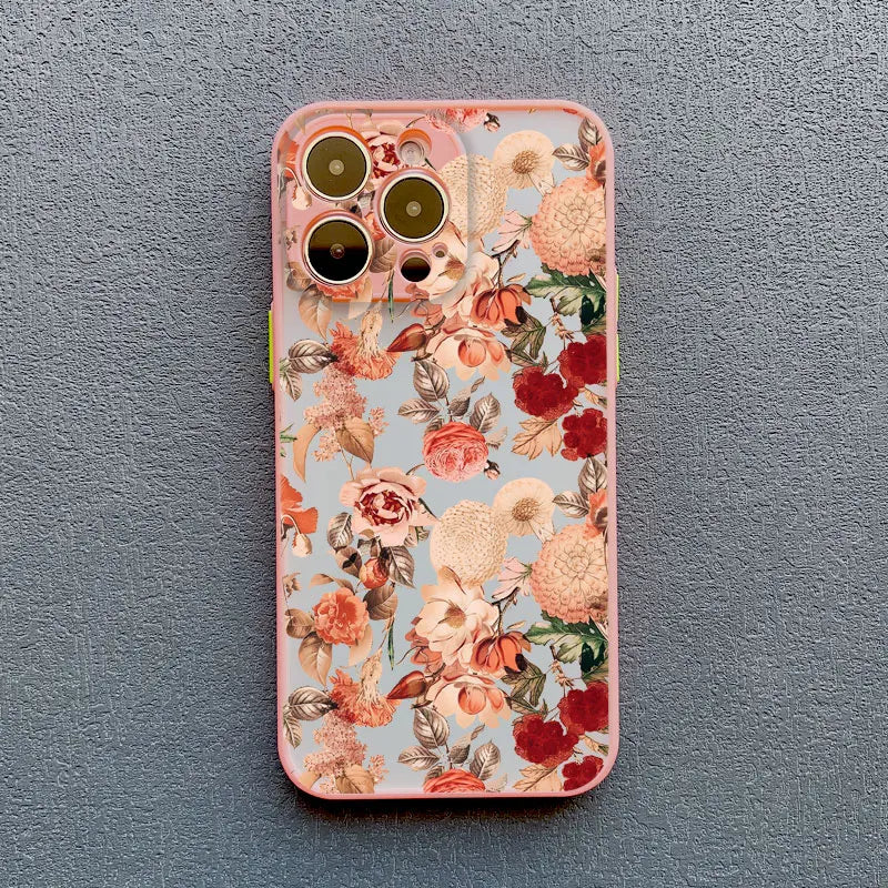 Elegant Pink Purple Flower Phone Case For iPhone 16 17 15 14 13 12 11 Pro Max Covers Mini  7 8 Plus XS X XR