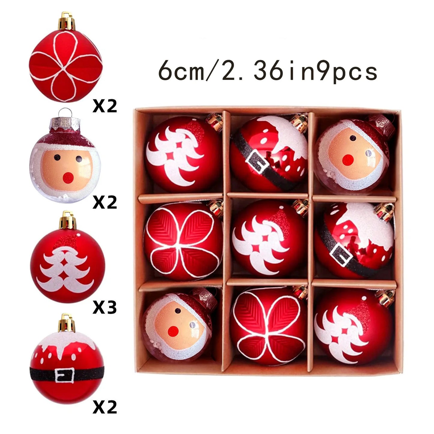 6CM/PCS Christmas Balls Decorative Supplies Decorations Transparent Balls Painted