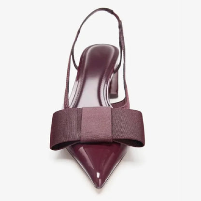 Burgundy Patent Leather Pointed Toe Women