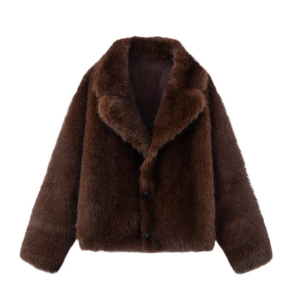 New Women's Casual Simple Elegant Faux Fur Coat