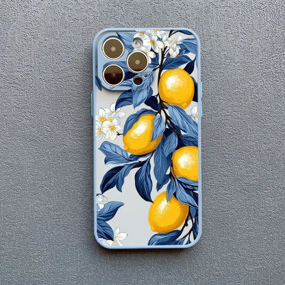 Retro Fruit Lemon Phone Case For iPhone 16 15 14 Pro Max Plus 13 12 11 Pro Max Mini X XS XR 7 8 Plus SE2
