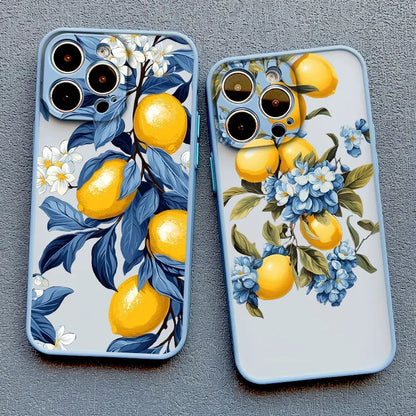 Retro Fruit Lemon Phone Case For iPhone 16 15 14 Pro Max Plus 13 12 11 Pro Max Mini X XS XR 7 8 Plus SE2