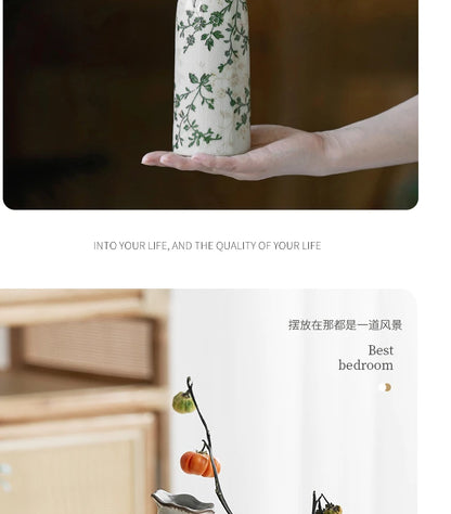 Ceramic Vase For Home Decoration Living Room Decor  Hydroponic Flower Arrangement Pastoral Style Green Vase Flower Pot For Plant