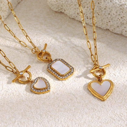 Heart Pendant OT Clasp Necklace 18K Gold Plated Stainless Steel Necklace For Women Vintage Hypoallergenic Jewelry