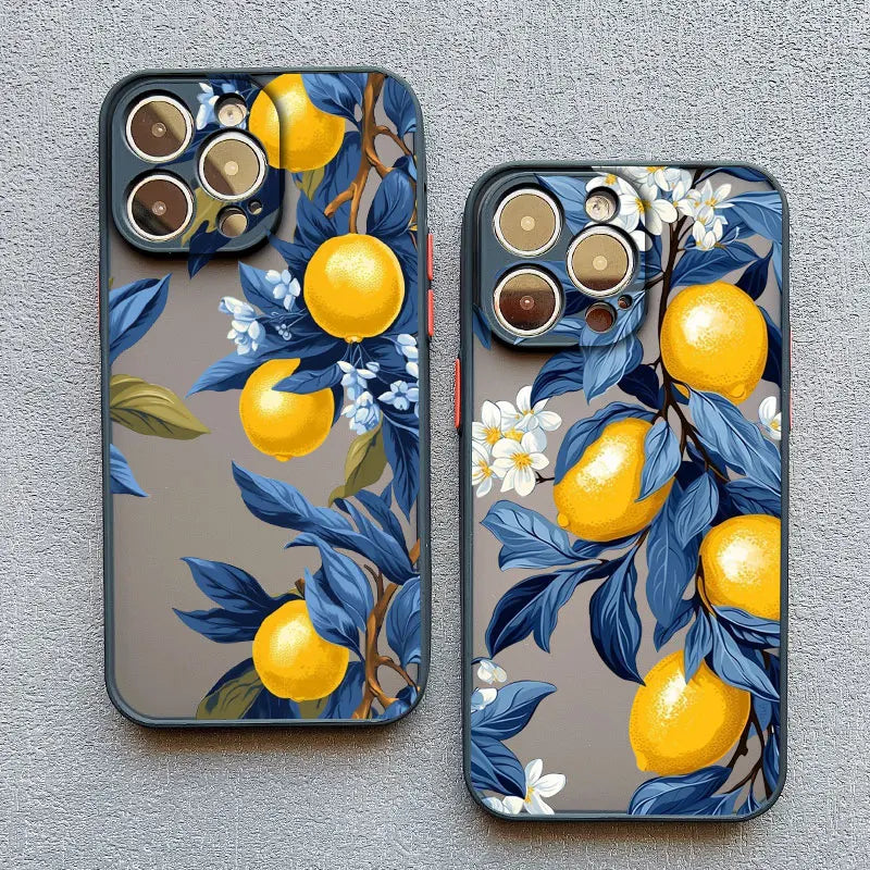 Retro Fruit Lemon Phone Case For iPhone 16 15 14 Pro Max Plus 13 12 11 Pro Max Mini X XS XR 7 8 Plus SE2