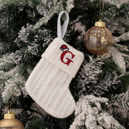 1PC A-Z Letter Hanging Christmas Stockings Knitted Socks Christmas Tree Hanging