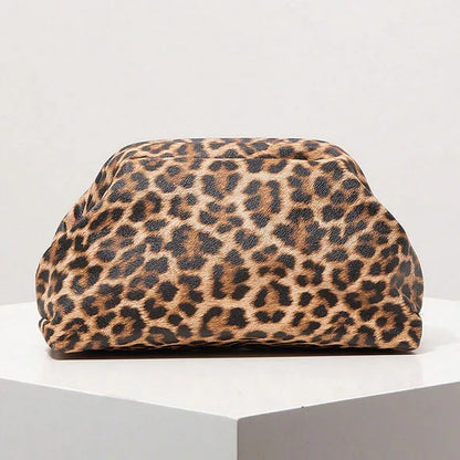 Vintage Leopard Print Clutch Bag Trend Women's Soft Pleated Large Capacity Multi-functional Portable Storage Retro Style
