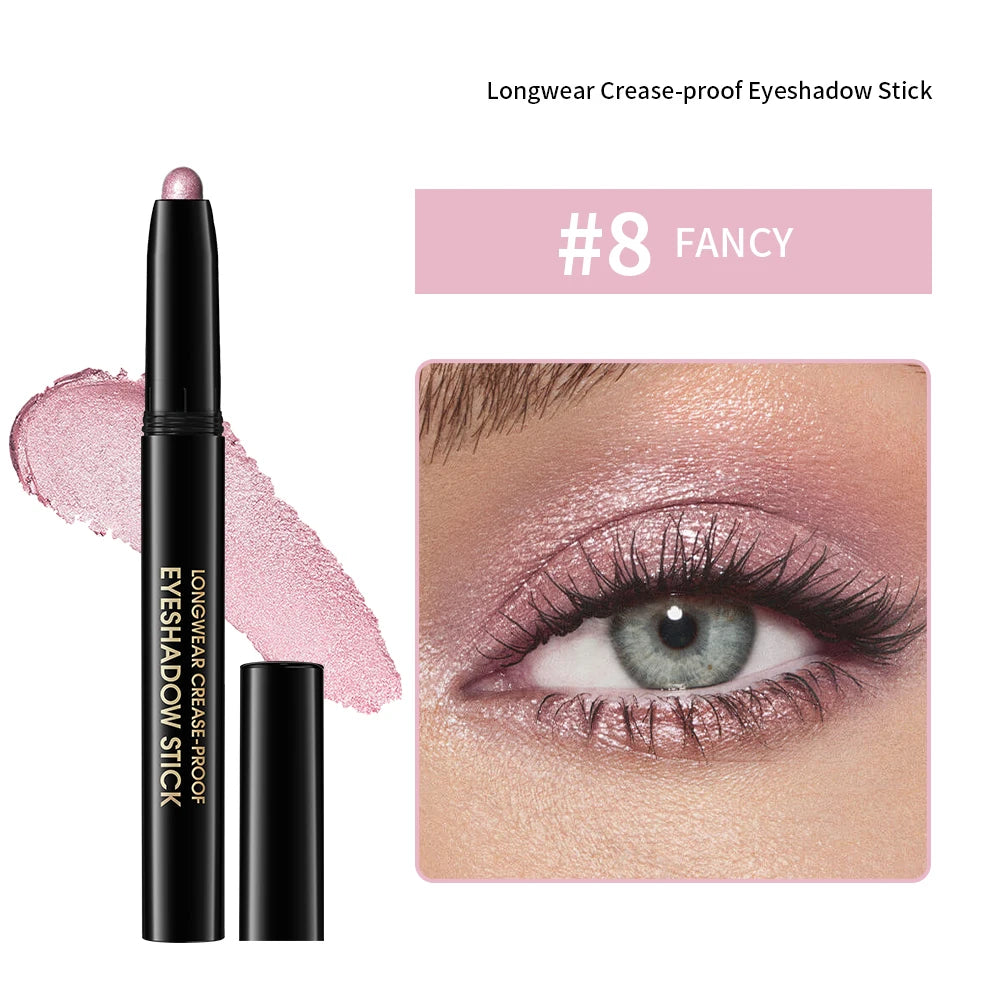 Waterproof 10 Colors Crease-proof Eyeshadow Pencil Stick Lasting Glitter Shimmer Matte Eye Shadow Highlighter Pen Eyes Makeup