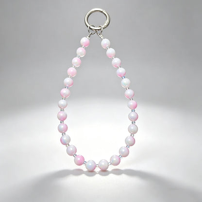 Anti-lost Beaded Phone Lanyard Aesthetic Iridescent Acrylic Beads Wrist Strap Phone Chain Durable Keychain Bag Charm for Women