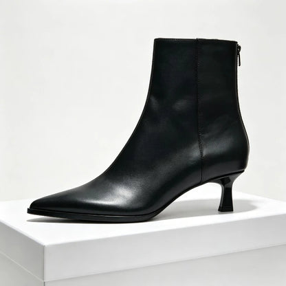 Women Short Boots Black Pointed Toe