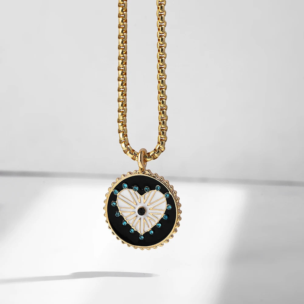Zodiac Signs Necklace for Women Double Sided Pendant Collar Gold Color Stainless