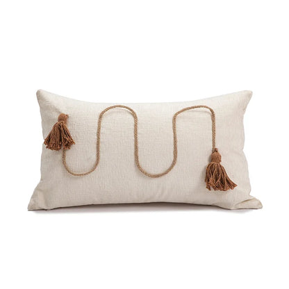 30x50/45X45CM Christmas Tassels Throw Pillow Cover Plaid Waist Cushion Cover