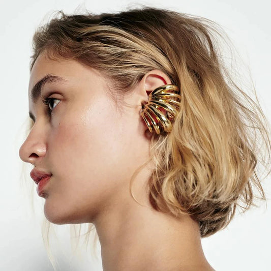 Vintage Women Personalized Jewelry Irregular Metal Striped Earrings