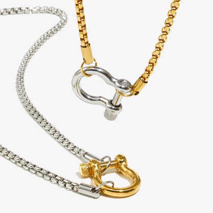 Mixed Color Square Pearl Chain Lock Pendant Necklace For Women Girls DIY Neck Jewlery Accessories