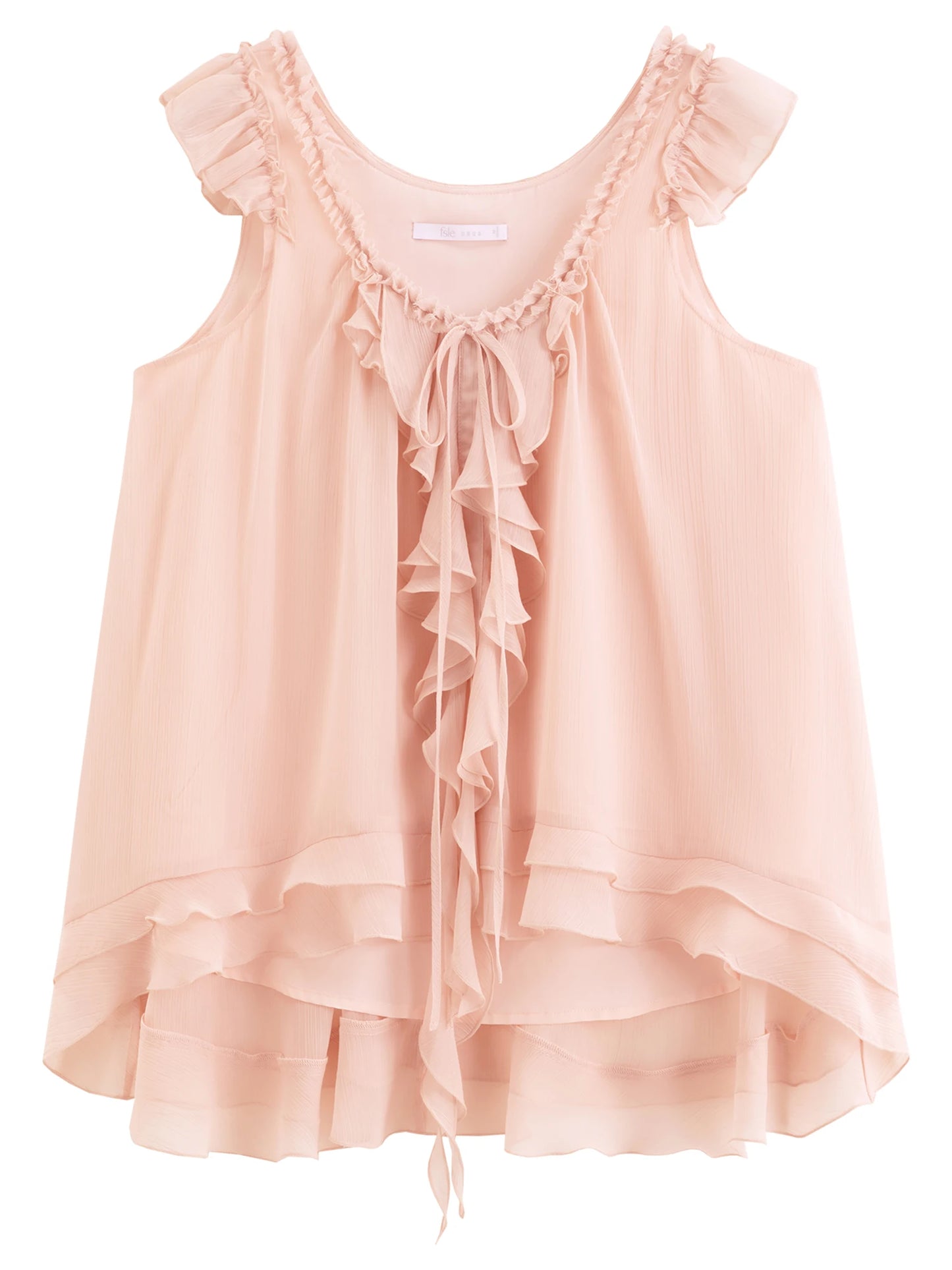 Women's French-Inspired Romantic V-Neck Self-Tie Blouse Ruffle Trim & Matching Separate for Daily