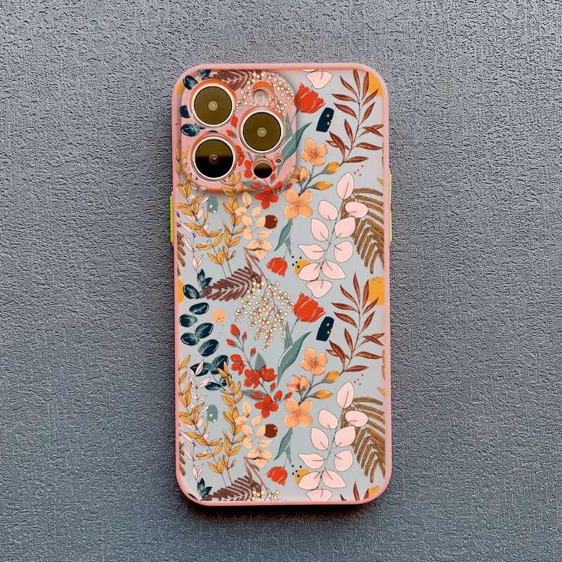 Elegant Pink Purple Flower Phone Case For iPhone 16 17 15 14 13 12 11 Pro Max Covers Mini  7 8 Plus XS X XR
