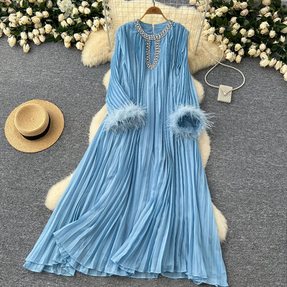 Elegant Loose Dress Women Long Sleeve Casual Dress