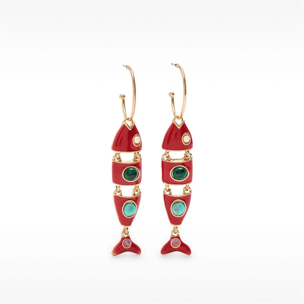 Golden fish shaped oil drop gold-plated earrings