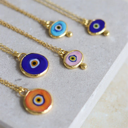 Stainless steel eyeball pendant necklace colorful, sweet,gold-plated