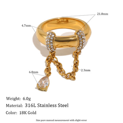 Charm Rings 18K Gold Plated Stainless Steel Rings Minimalist Edgy Ring Stacking Jewelry