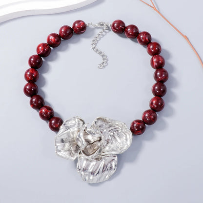 Metal Flower Pendant Necklace for Women