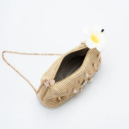 Fashion Shell Women Shoulder Bag Paper Rope Crochet Straw Bags for Women