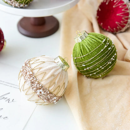 4 Christmas painted velvet Christmas ball ornaments for Christmas tree