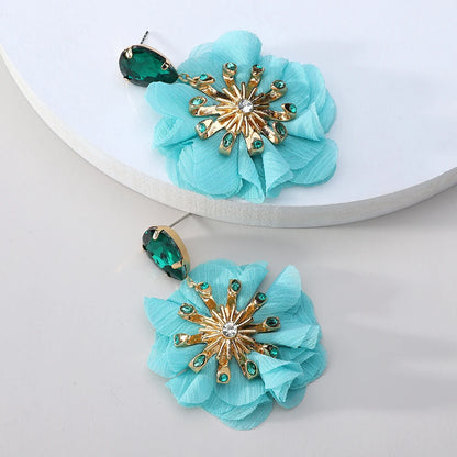 Style Handmade Cotton Lace Flower Earrings For Women Elegant Luxury Jewelry