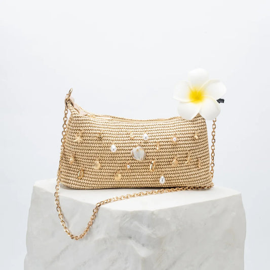 Fashion Shell Women Shoulder Bag Paper Rope Crochet Straw Bags for Women