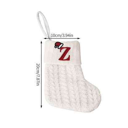 1PC A-Z Letter Hanging Christmas Stockings Knitted Socks Christmas Tree Hanging