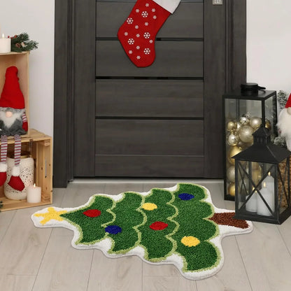 Cartoon Christmas Tree Wool-like Carpet Soft Rugs