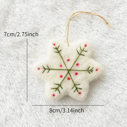 Christmas Mini Cute Wool Felt Heart Snowflake Pendant Christmas