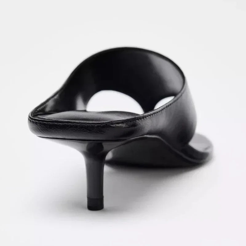 Fashion Brand High Heels Slippers Women Square Toe