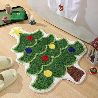 Cartoon Christmas Tree Wool-like Carpet Soft Rugs
