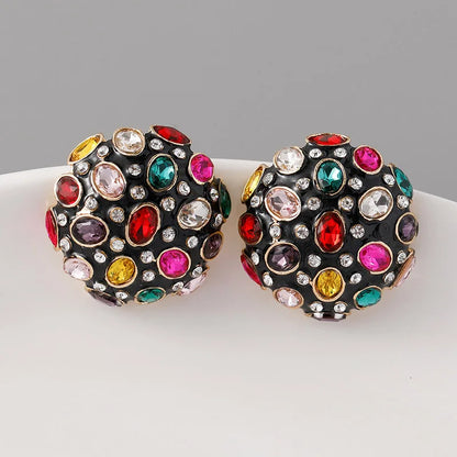 Heavy Elegant Metal Half Ball Earrings For Women Multi Colors
