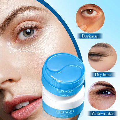 Lot de 60 masques pour les yeux au collagène cristal, anti-cernes, élimine les poches sous les yeux, raffermit, hydrate, patchs pour les yeux, coussinets en gel, soins de la peau