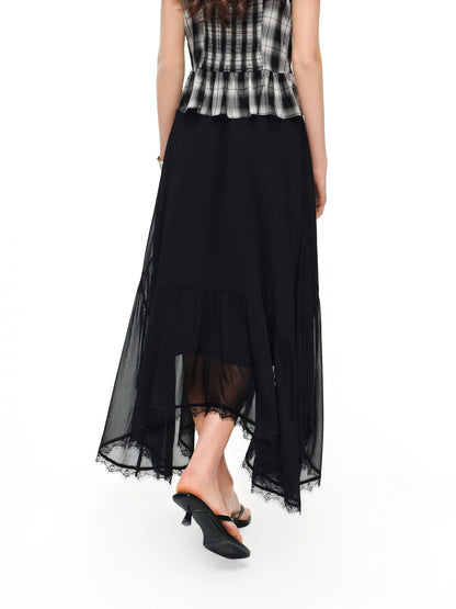 Summer New Arrival Elegant  Midi Skirt High-waisted Black