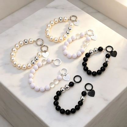 Women's Beaded Wristlet Keychain Bracelet Minimalist Acrylic Beads Phone Case Earphone Cover Strap Hands-Free Cell Phone Charm
