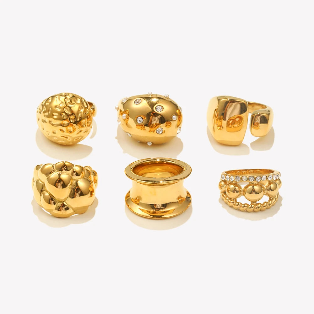 Fashion Smooth Geometric Cloud Water Drop Ring 18K Gold Plated Decoration 316L Stainless Steel Women Jewelry