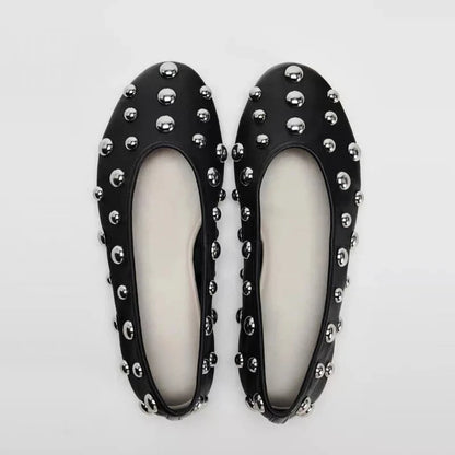 New Steel Flat Shoes With Silver Ball For Women