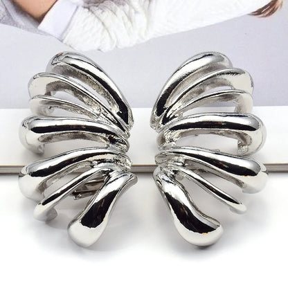 Vintage Women Personalized Jewelry Irregular Metal Striped Earrings