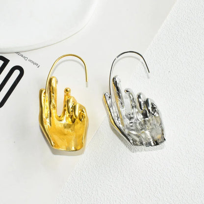 1PC Novelty Design Metal Hand Left Earcuff Dangle Earrings For Women