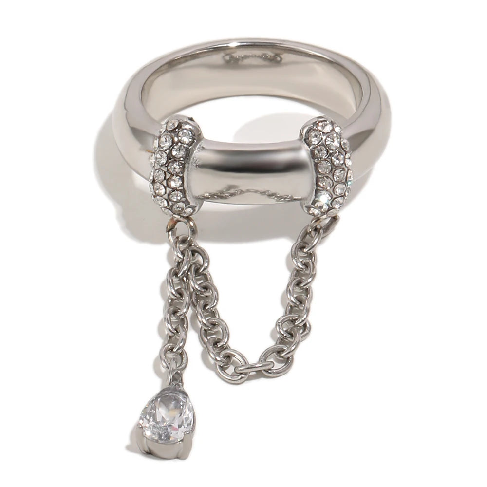 Charm Rings 18K Gold Plated Stainless Steel Rings Minimalist Edgy Ring Stacking Jewelry